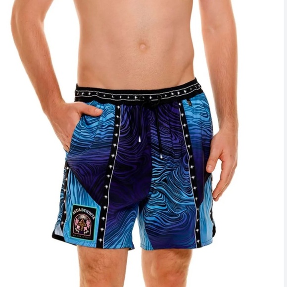 Agua Bendita Men’s Blue Swim Trunks Bottoms NWT Size 32 - Picture 1 of 6
